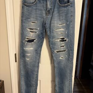 American Eagle Blue Skinny Distressed Jeans